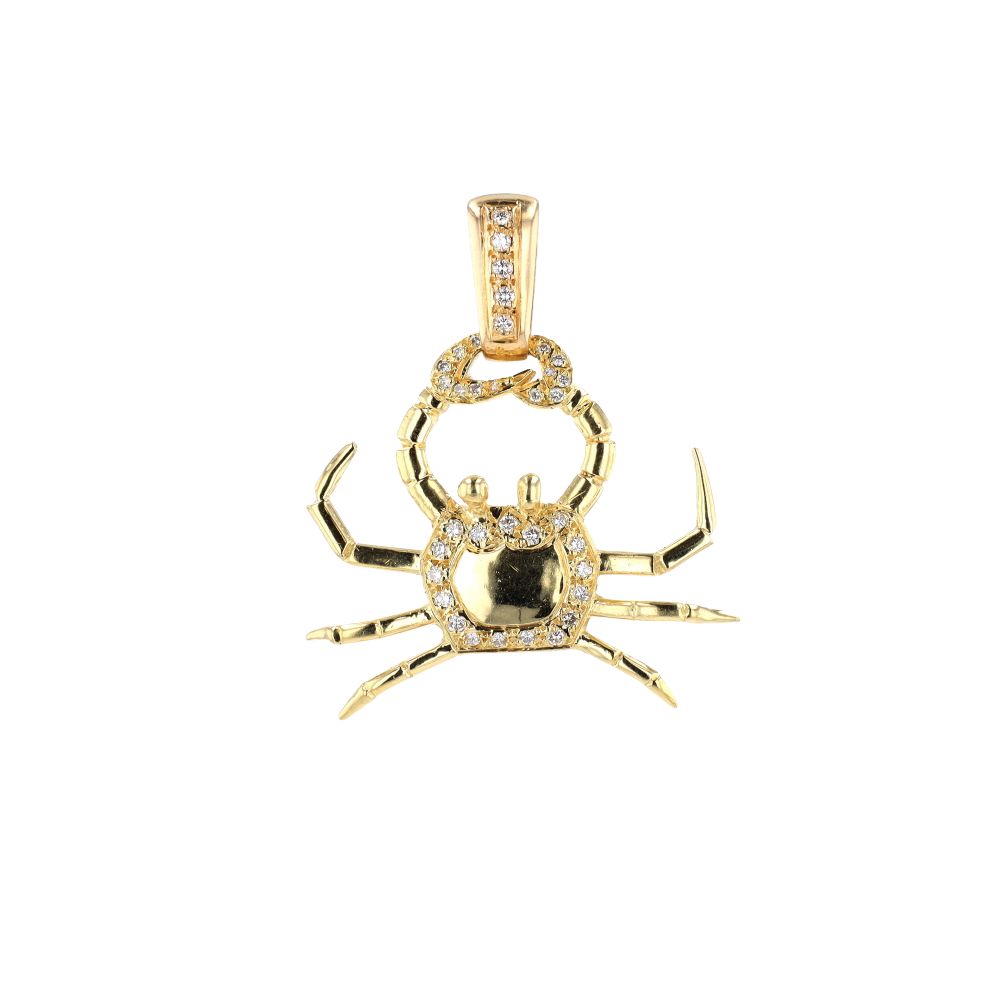 Pendentif crabe en or jaune et diamants