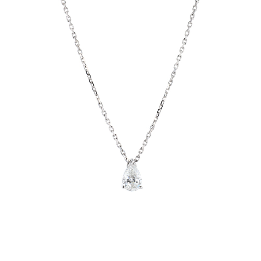 Collier chaîne en or blanc avec pendentif diamant