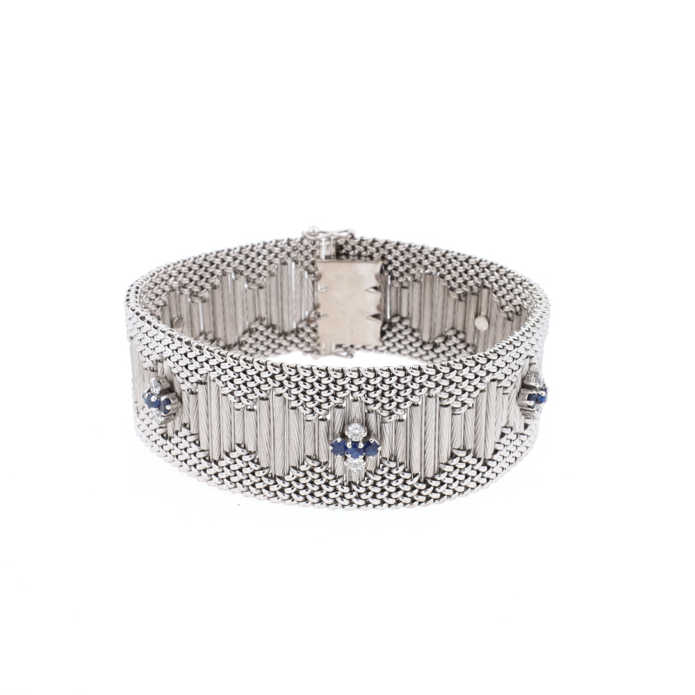 Bracelet en or blanc, saphirs et diamants