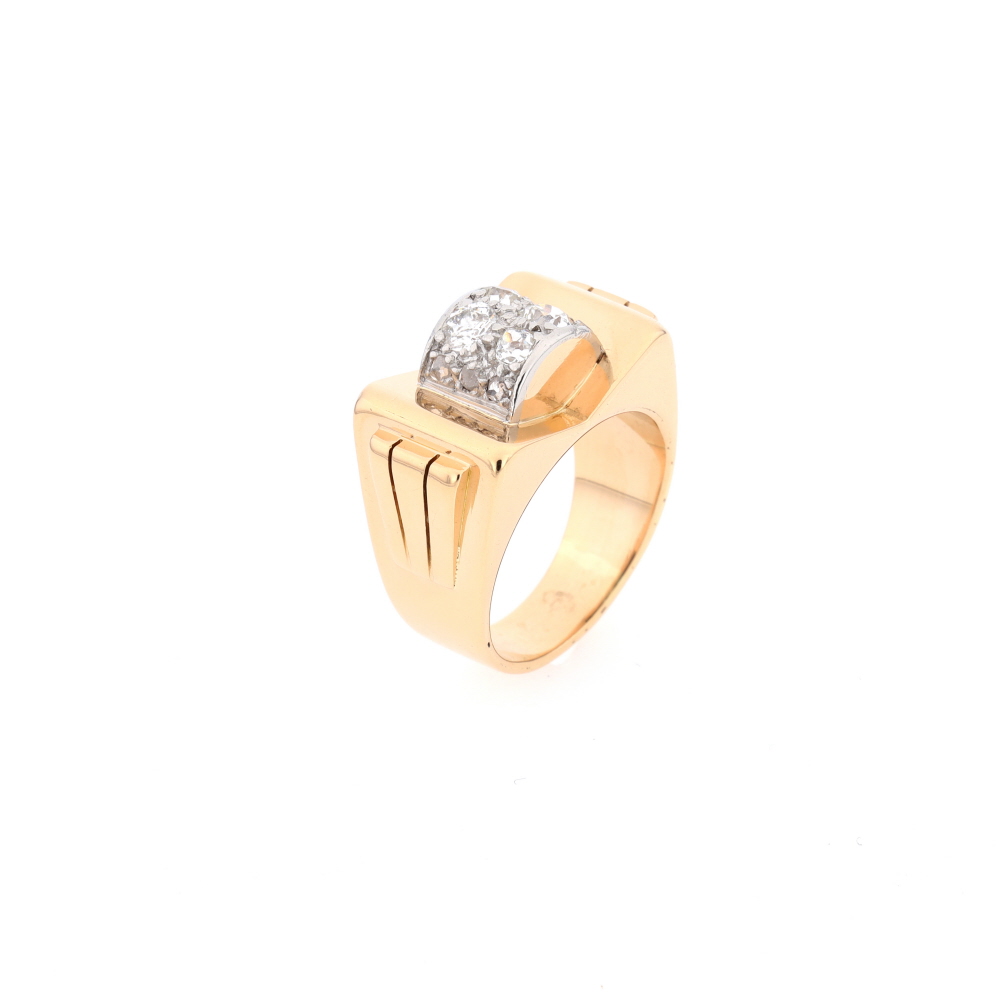 Bague Tank en or jaune et diamants