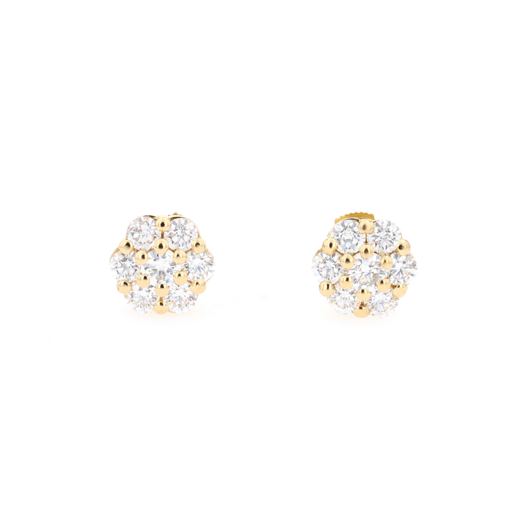 Puces d\'oreilles en or jaune et diamants