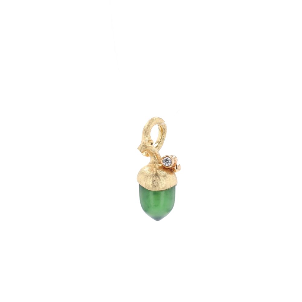 Pendentif végétal Ole Lynggaard en or jaune, diamant et pierre naturelle