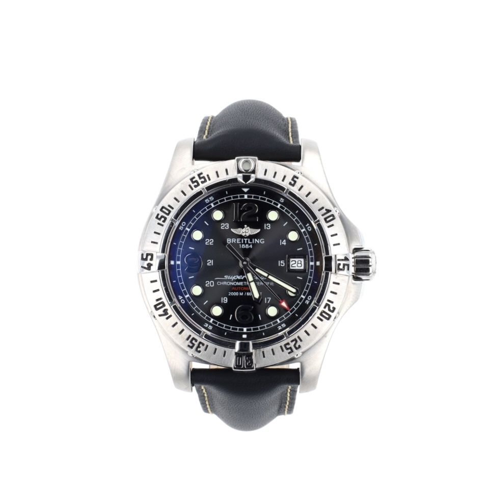 Montre SuperOcean Breitling en acier et cuir