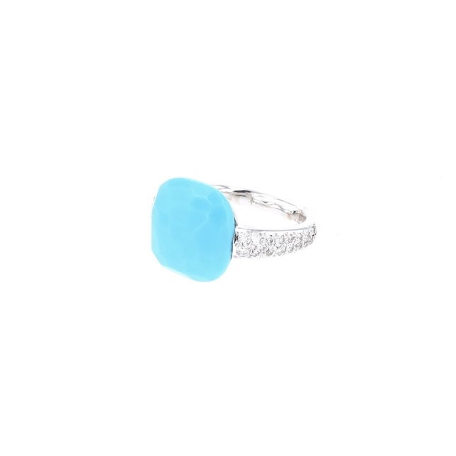 Bague Capri Pomellato en or blanc, turquoise et diamants