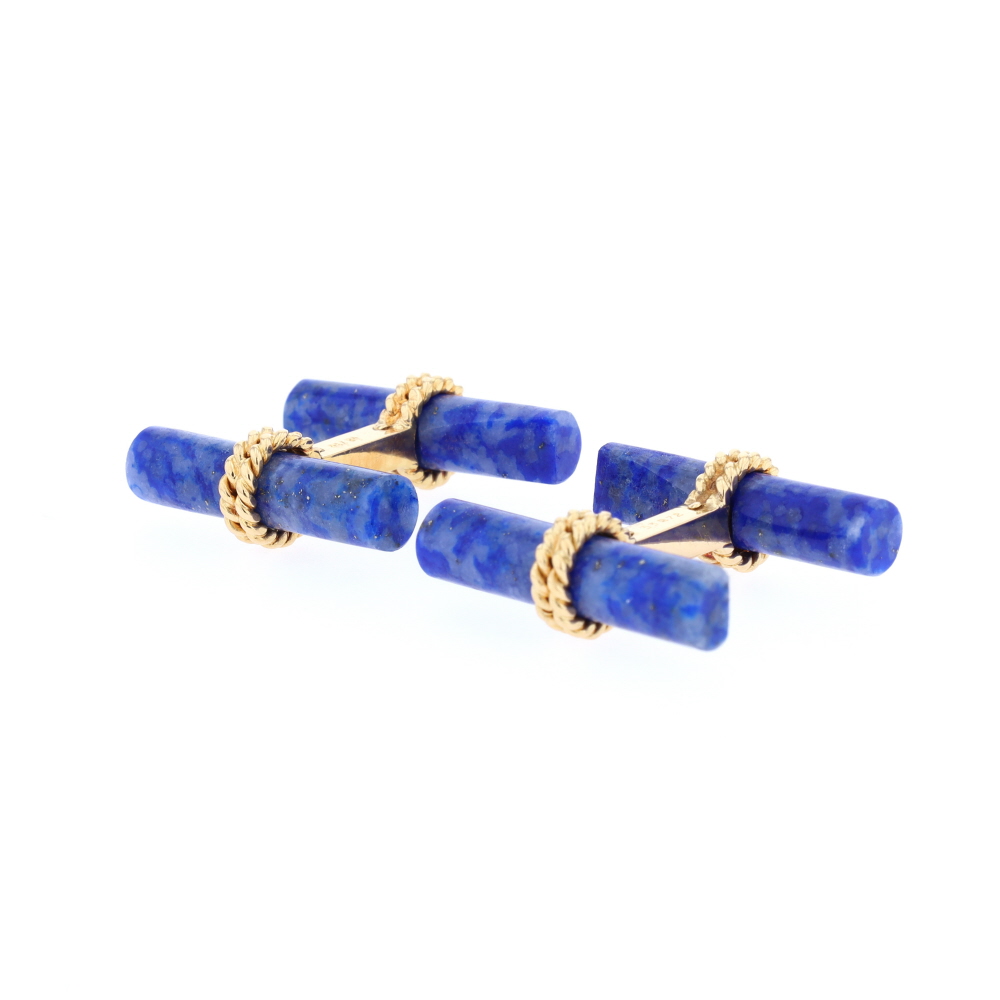 Boutons de manchettes Boucheron en or jaune et lapis-lazuli