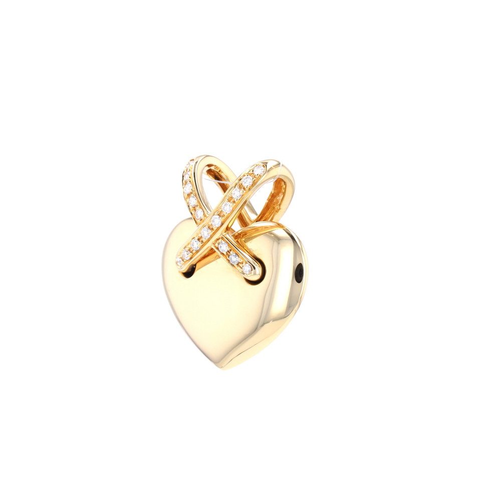 Pendentif coeur Chaumet en or jaune et diamants