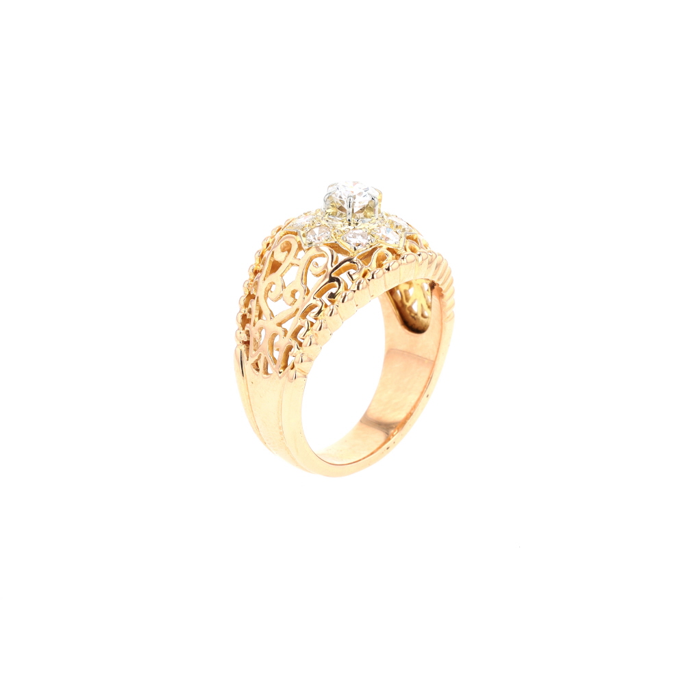 Bague en or jaune et diamants