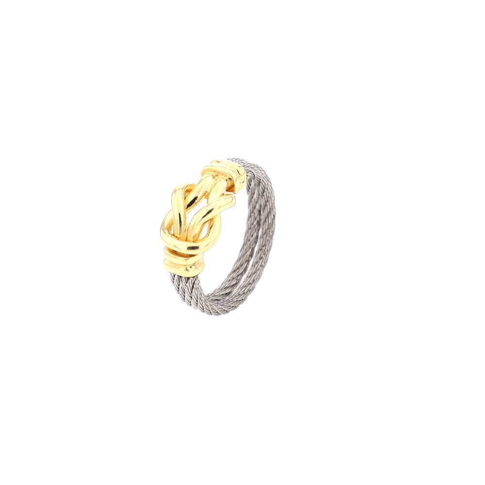 Bague Force 10 Fred en or jaune et câble en acier